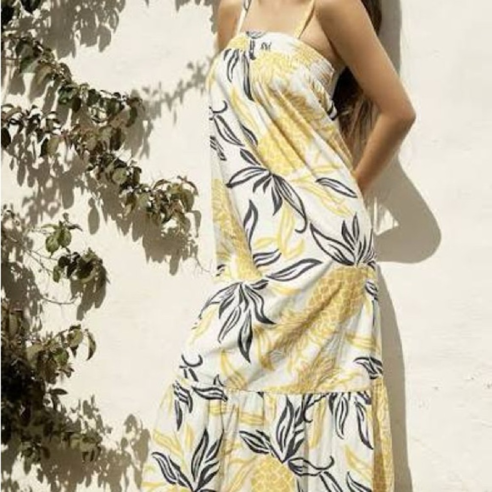 Yellow and Black Floral Maxi Dress